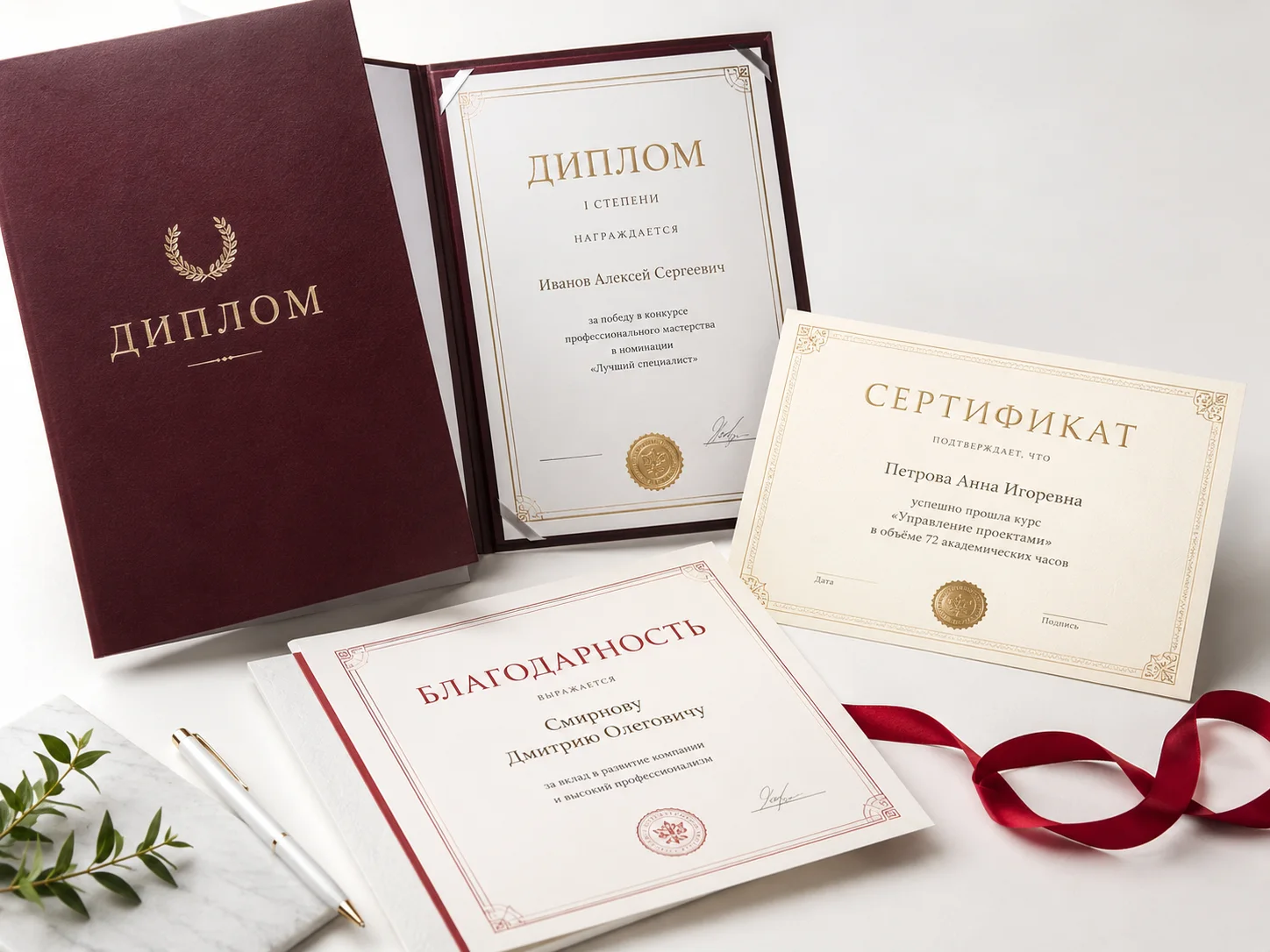 Дипломы и сертификаты в Сочи